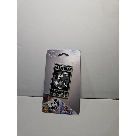 Minnie Mouse Metal Enamel Pin! NEW ON CARD! Loungefly Disney 100 Anniversary - Picture 2 of 11